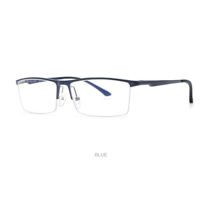 Hdcrafter Men's Semi Rim Square Aluminum Magnesium Eyeglasses 8826 Semi Rim Hdcrafter Eyeglasses Blue