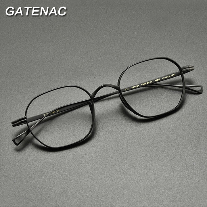 Gatenac Unisex Full Rim Polygon Square Titanium Eyeglasses Gxyj914 Full Rim Gatenac