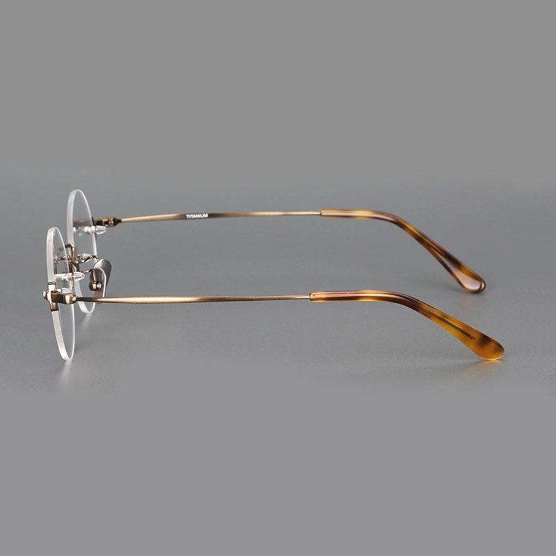 Yujo Unisex Rimless Round 43mm Titanium Hyperopic Reading Glasses Reading Glasses Yujo