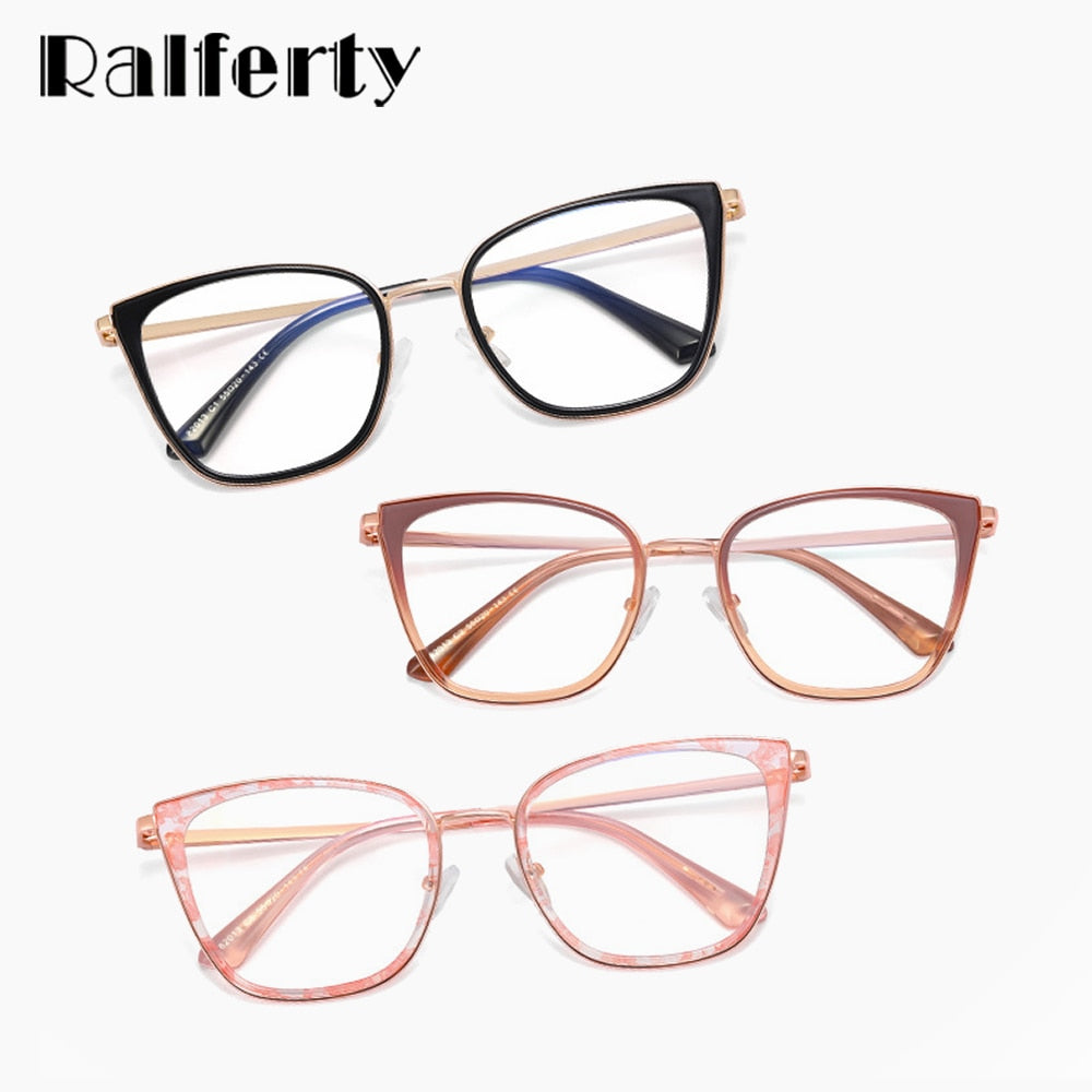Ralferty Women's Full Rim Square Cat Eye Tr 90 Acetate Eyeglasses F82013 Full Rim Ralferty