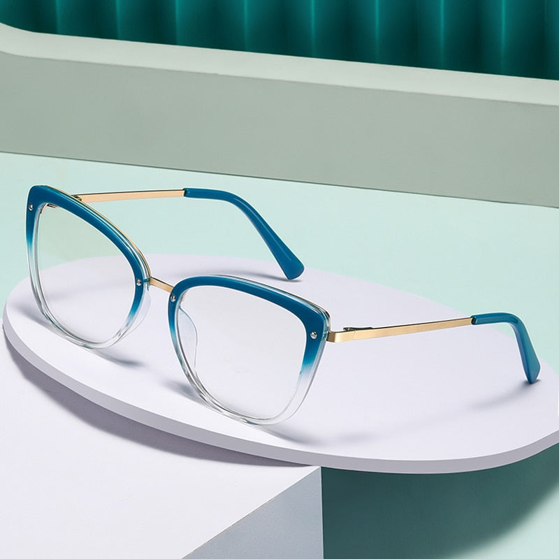 Gmei Women's Full Rim TR 90 Metal Cat Eye Frame Eyeglasses 2076 Full Rim Gmei Optical