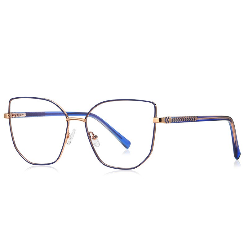 CCspace Unisex Full Rim Square Cat Eye Alloy Eyeglasses 55710 Full Rim CCspace RoseRedBlue China