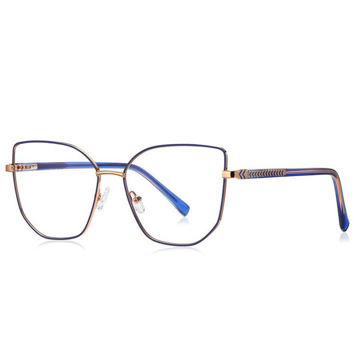 CCspace Unisex Full Rim Square Cat Eye Alloy Eyeglasses 55710 Full Rim CCspace RoseRedBlue China