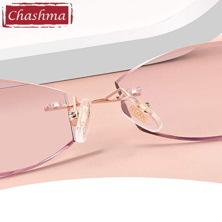 Chashma Women's  Rimless Rectangle Titanium Frame Diamond Trimmed Eyeglasses 5847 Rimless Chashma