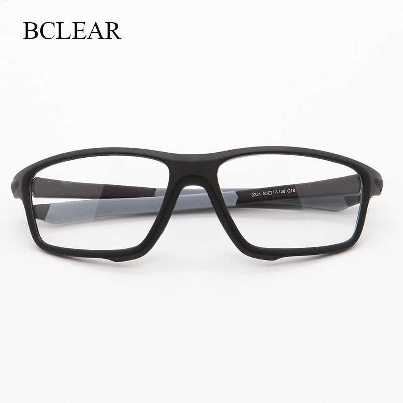Bclear Unisex Full Rim Irregular Square Tr 90 Titanium Sport Eyeglasses 9231 Full Rim Bclear