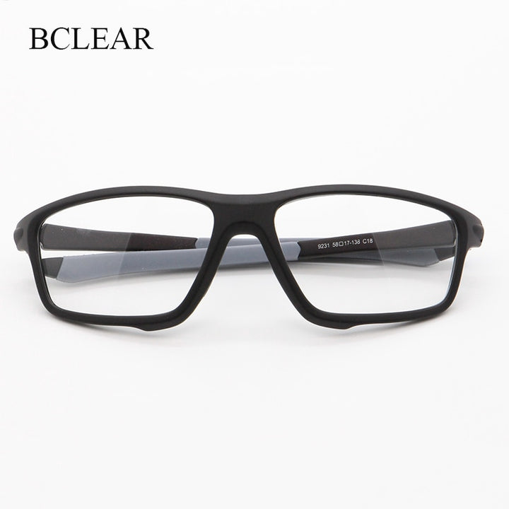 Bclear Unisex Full Rim Irregular Square Tr 90 Titanium Sport Eyeglasses 9231 Full Rim Bclear