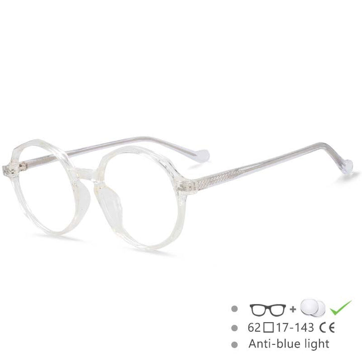 CCspace Unisex Full Rim Polygon Round Acetate Tr 90 Eyeglasses 53168 Full Rim CCspace China Clear
