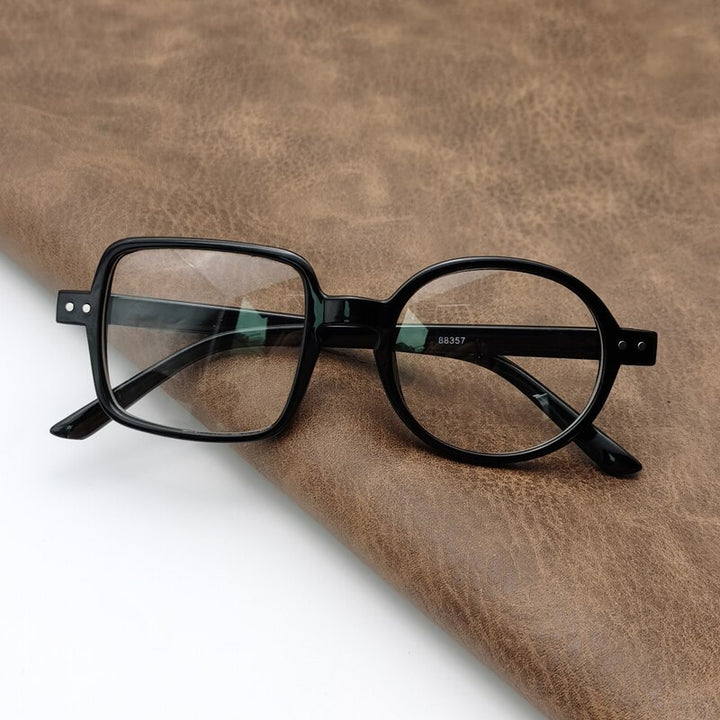 Unisex Eyeglasses Ultra-light Frame One Round One Square Frame Cubojue no function lens 0 shiny black 