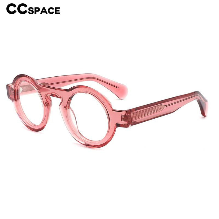 CCspace Unisex Full Rim Oversized Round Acetate Frame Eyeglasses 54576 Full Rim CCspace