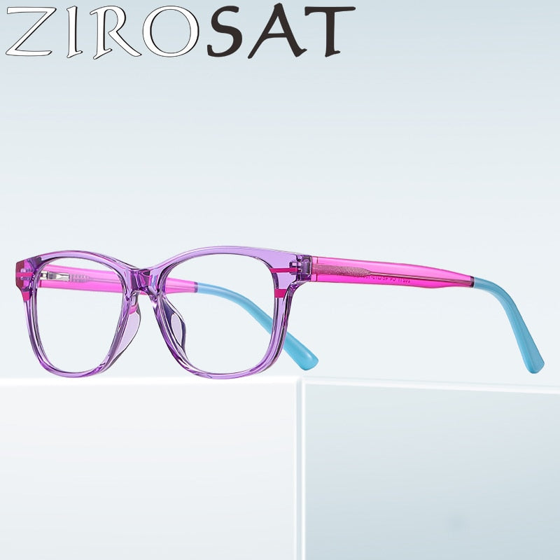 Zirosat Children's Unisex Full Rim Square Tr 90 + Cp Eyeglasses 20211 Full Rim Zirosat