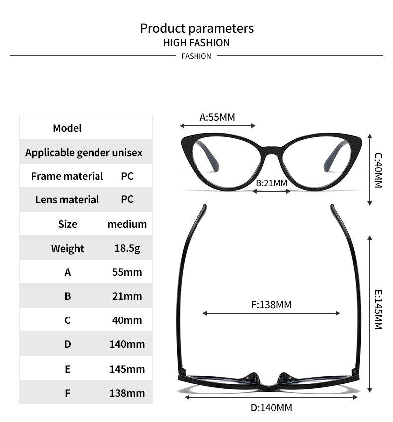 CCspace Unisex Full Rim Cat Eye Tr 90 Eyeglasses 55674 Full Rim CCspace