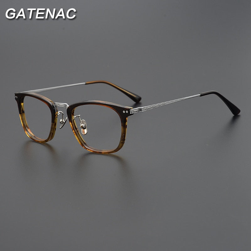 Gatenac Unisex Full Rim Round Square Titanium Eyeglasses Gxyj057 Full Rim Gatenac