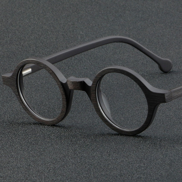 Cubojue Unisex Full Rim Small Round Acetate Hyperopic Reading Glasses Cl003a Reading Glasses Cubojue no function lens 0 black grain