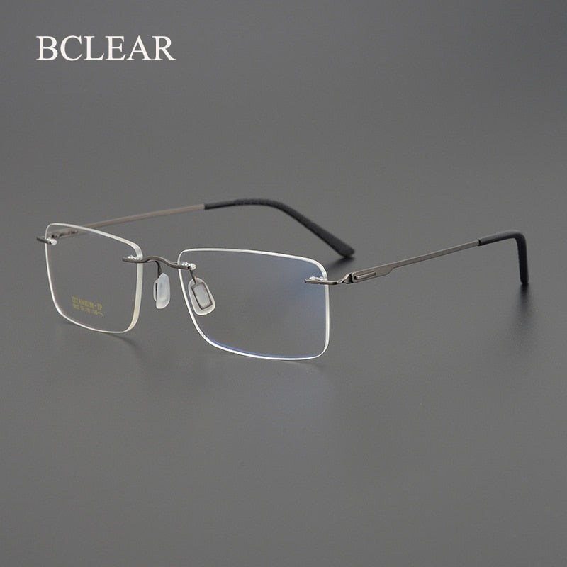 Bclear Unisex Rimless Square Titanium Eyeglasses My9912 Rimless Bclear   