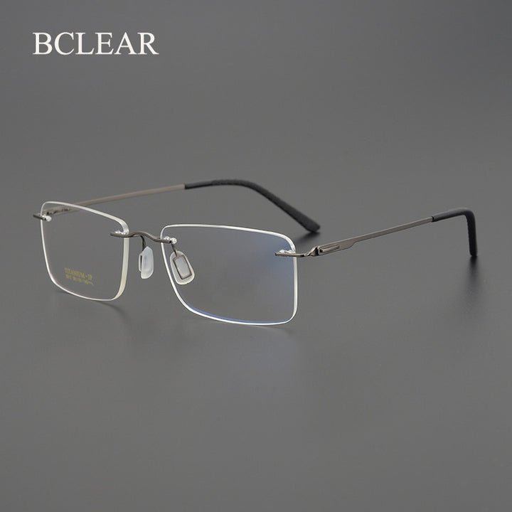 Bclear Unisex Rimless Square Titanium Eyeglasses My9912 Rimless Bclear