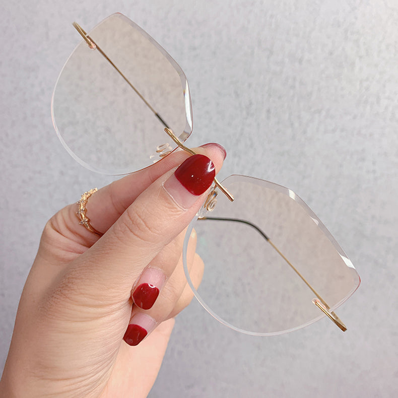Chashma Women's Rimless Cat Eye Titanium Frame Gradient Color Lens Eyeglasses 16016a Rimless Chashma