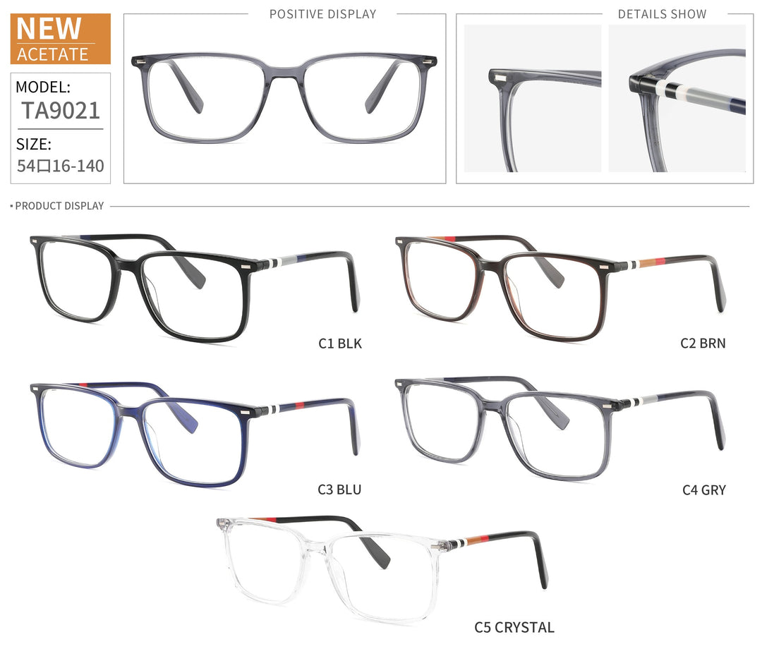Chashma Ochki Unisex Full Rim Square Rectangle Acetate Eyeglasses 9021 Full Rim Chashma Ochki