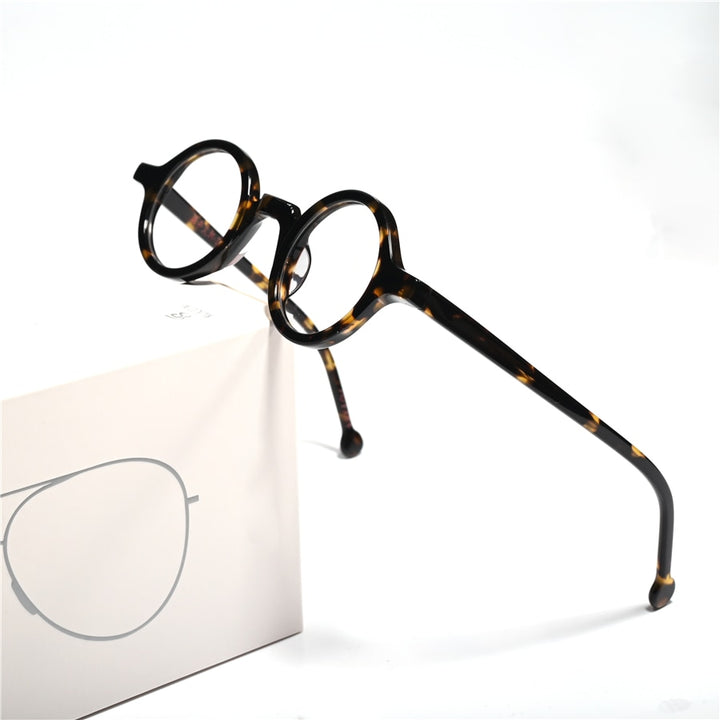 Cubojue Unisex Full Rim Small Round 38mm Acetate Hyperopic Reading Glasses A916 Reading Glasses Cubojue