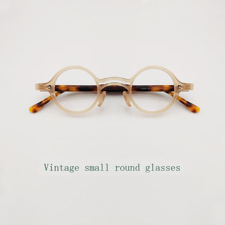 Yujo Unisex Full Rim Small Round Titanium Acetate Eyeglasses Or Polarized Sunglasses Full Rim Yujo