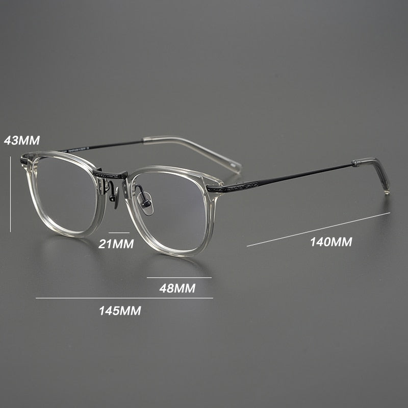 Gatenac Unisex Full Rim Square Titanium Acetate Eyeglasses Gxyj926 Full Rim Gatenac