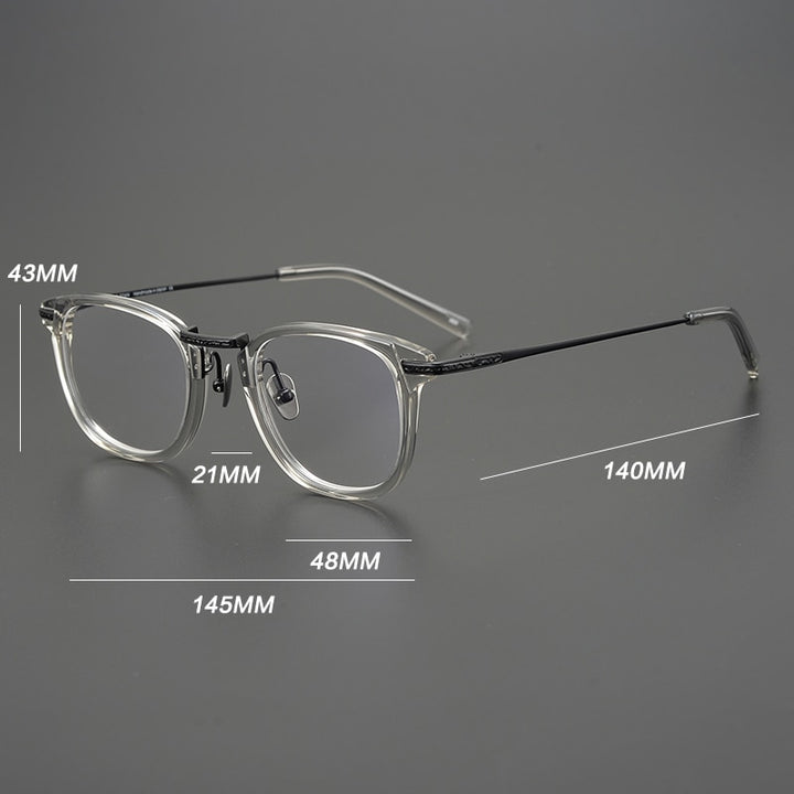 Gatenac Unisex Full Rim Square Titanium Acetate Eyeglasses Gxyj926 Full Rim Gatenac