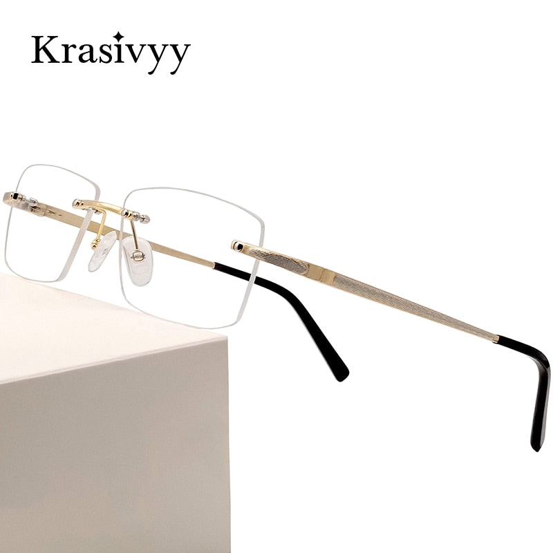 Krasivyy Unisex Rimless Square Titanium Eyeglasses Kr8604 Rimless Krasivyy