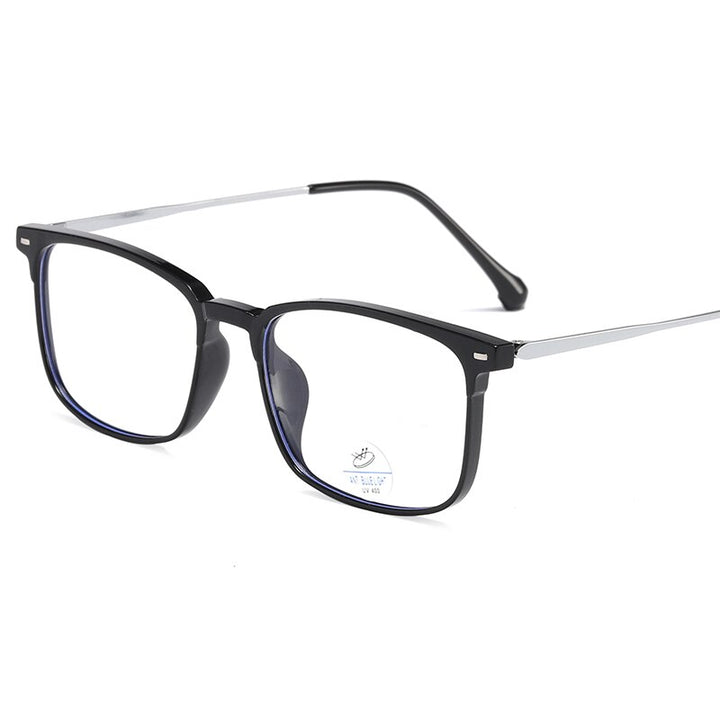 Reven Jate Unisex Full Rim Square Tr 90 Eyeglasses 81250 Full Rim Reven Jate shiny black