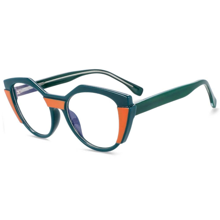 CCspace Unisex Full Rim Round Cat Eye Tr 90 Titanium Frame Eyeglasses 54170 Full Rim CCspace Green