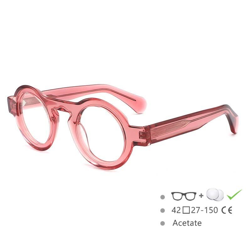 CCspace Unisex Full Rim Oversized Round Acetate Frame Eyeglasses 54576 Full Rim CCspace C3-pink China