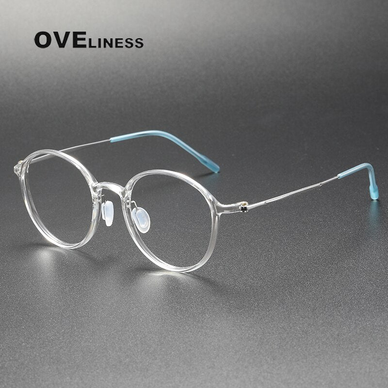 Oveliness Unisex Full Rim Round Screwless Titanium Eyeglasses 8634 Full Rim Oveliness transparent