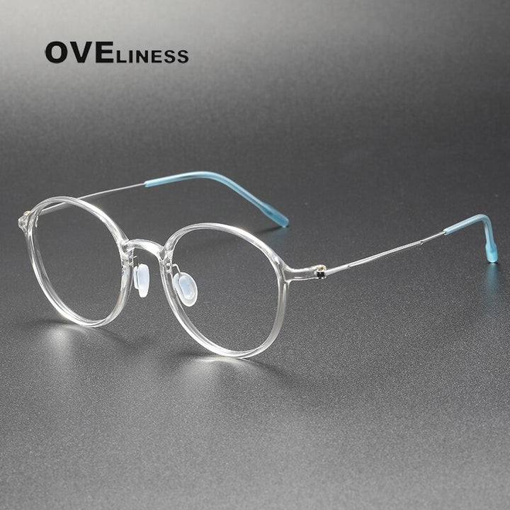 Oveliness Unisex Full Rim Round Screwless Titanium Eyeglasses 8634 Full Rim Oveliness transparent