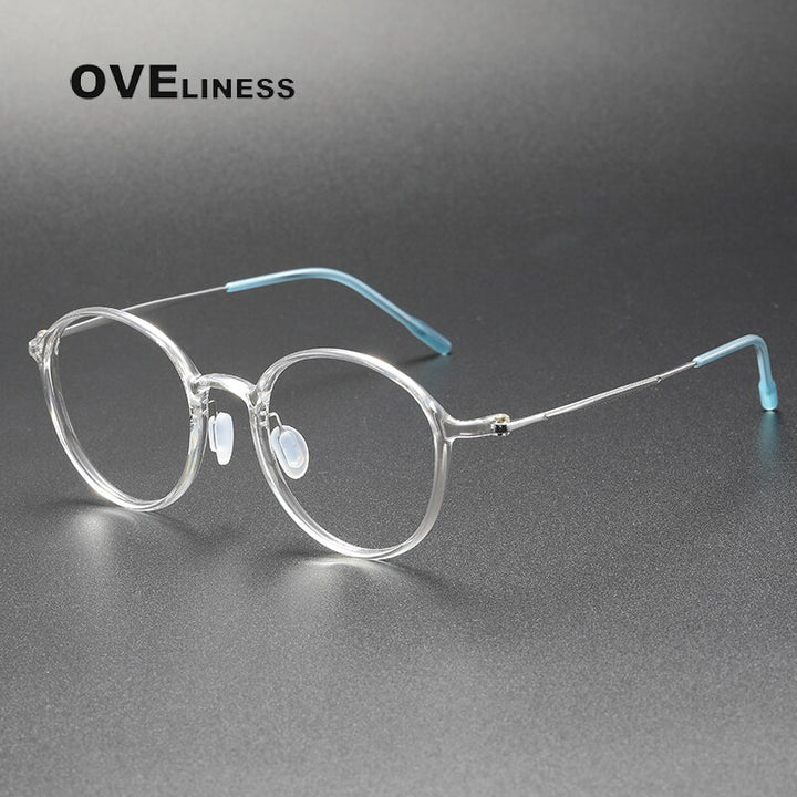 Oveliness Unisex Full Rim Round Screwless Titanium Eyeglasses 8634 Full Rim Oveliness transparent  