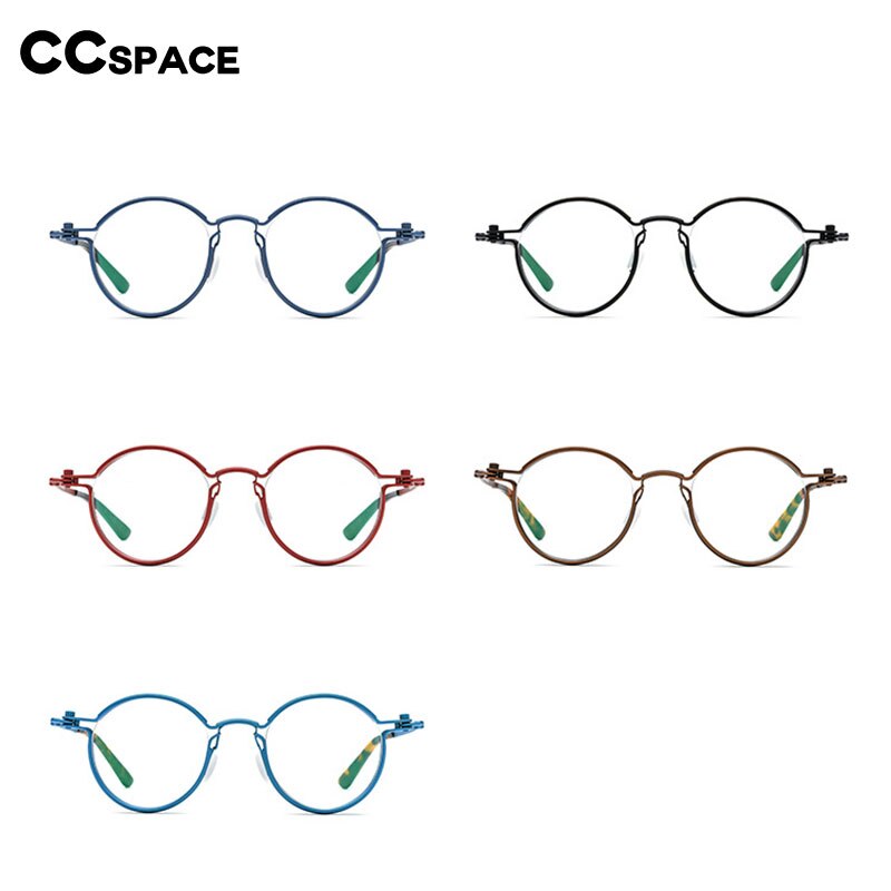 CCspace Unisex Full Rim Round Steampunk Titanium Eyeglasses 54721 Full Rim CCspace