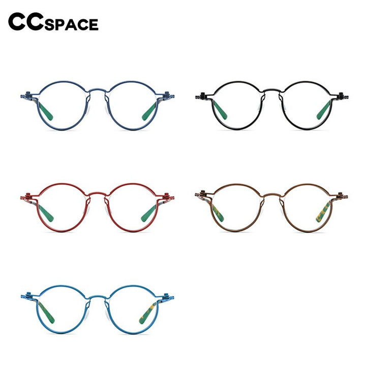 CCspace Unisex Full Rim Round Steampunk Titanium Eyeglasses 54721 Full Rim CCspace