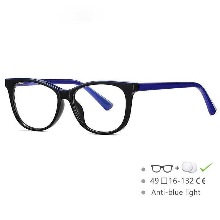 CCspace Youth's Unisex Full Rim Square Tr 90 Titanium Eyeglasses 54524 Full Rim CCspace China Black
