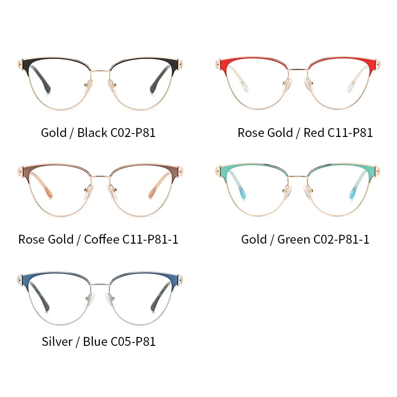 Zirosat Women's Full Rim Cat Eye Acetate Alloy Eyeglasses 8611 Full Rim Zirosat