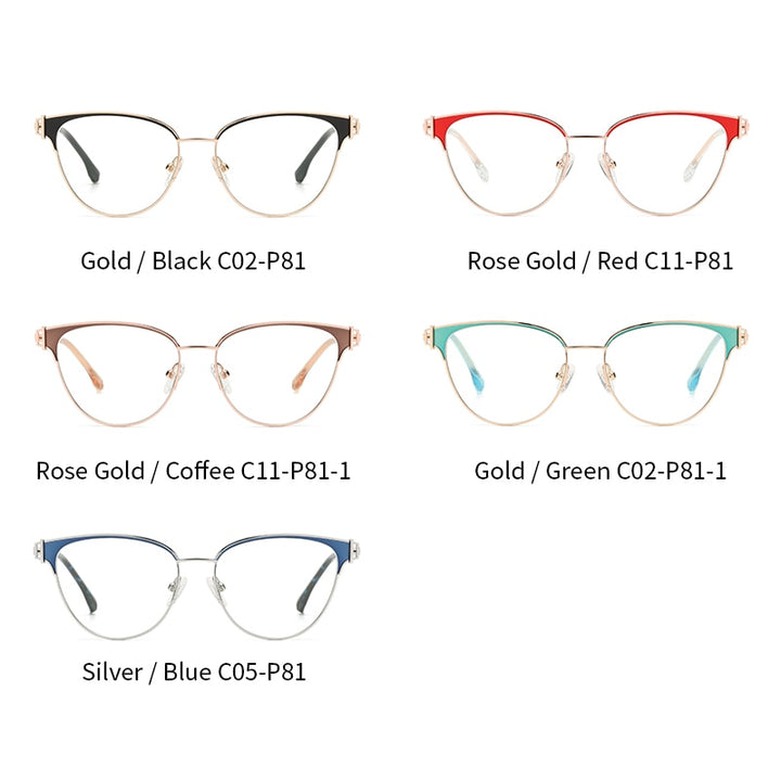 Zirosat Women's Full Rim Cat Eye Acetate Alloy Eyeglasses 8611 Full Rim Zirosat