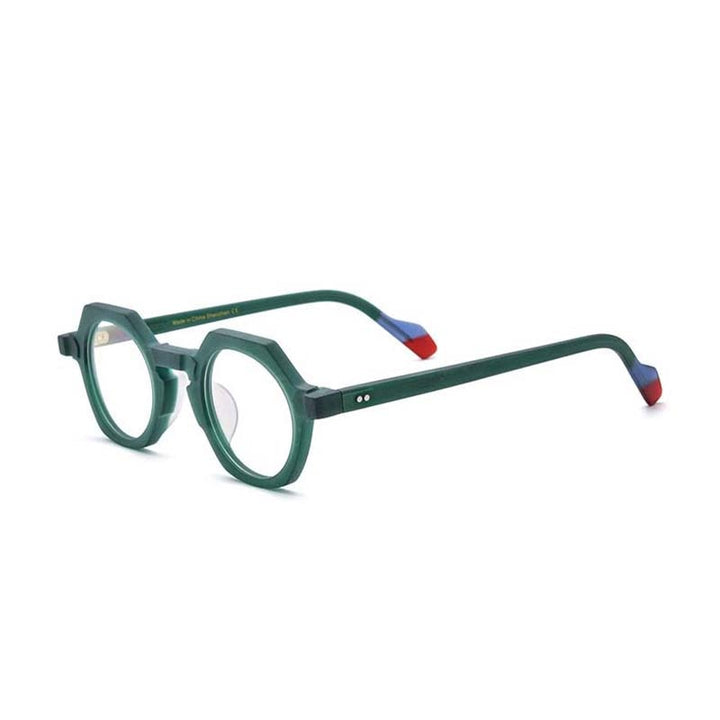 CCspace Unisex Full Rim Irregular Round Acetate Eyeglasses 55099 Full Rim CCspace C4MatteGreen China