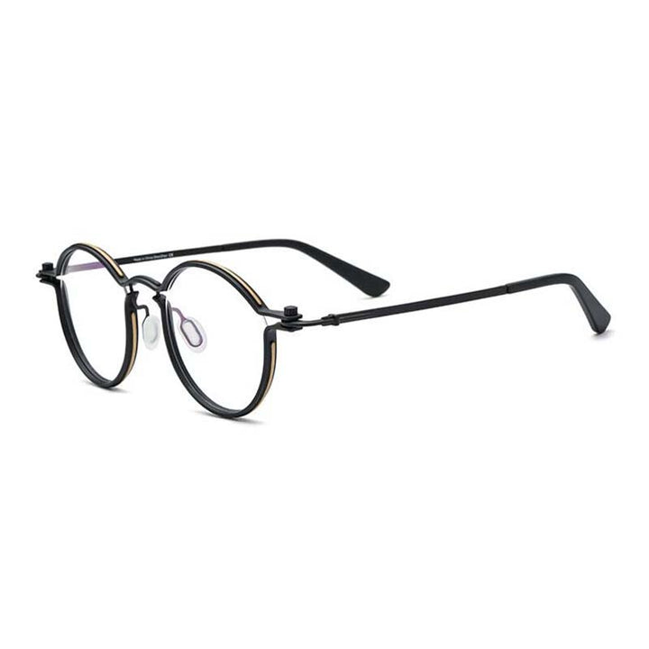 CCspace Unisex Full Rim Round Steampunk Titanium Eyeglasses 54721 Full Rim CCspace Black China