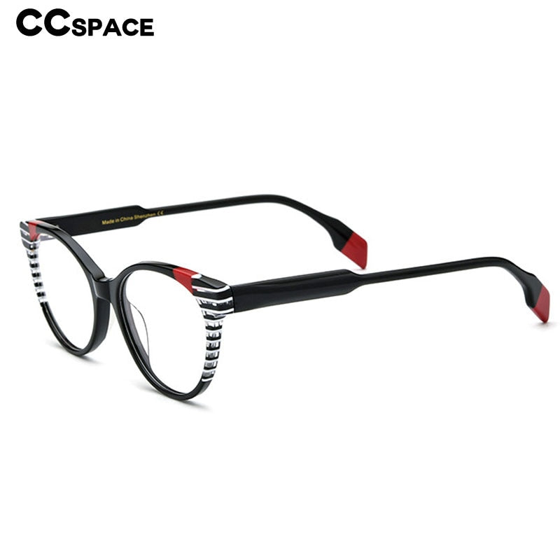 CCspace Women's Full Rim Cat Eye Acetate Eyeglasses 55058 Full Rim CCspace