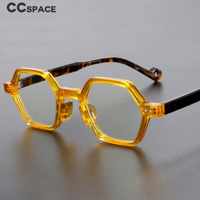 CCspace Unisex Full Rim Polygonal Tr 90 Acetate Eyeglasses 54565 Full Rim CCspace