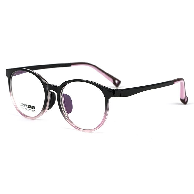Yimaruili Children's Unisex Full Rim Round Ultem Eyeglasses 8210S Full Rim Yimaruili Eyeglasses Black Gradient White