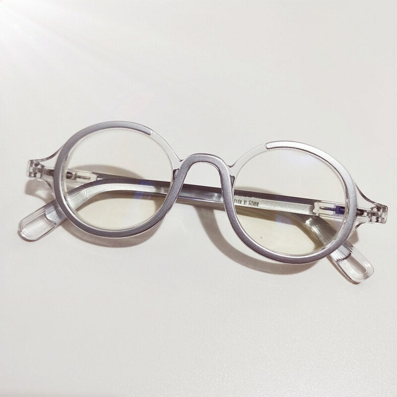 CCspace Women's Full Rim Round Acetate Hyperopic Reading Glasses 55299 Reading Glasses CCspace +100 ClearGray