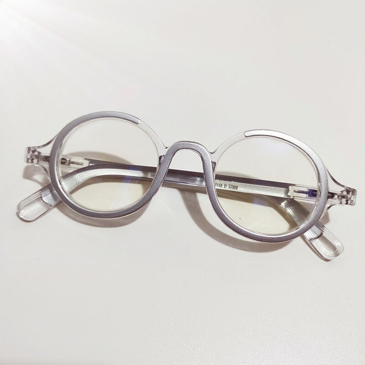 CCspace Women's Full Rim Round Acetate Hyperopic Reading Glasses 55299 Reading Glasses CCspace +100 ClearGray
