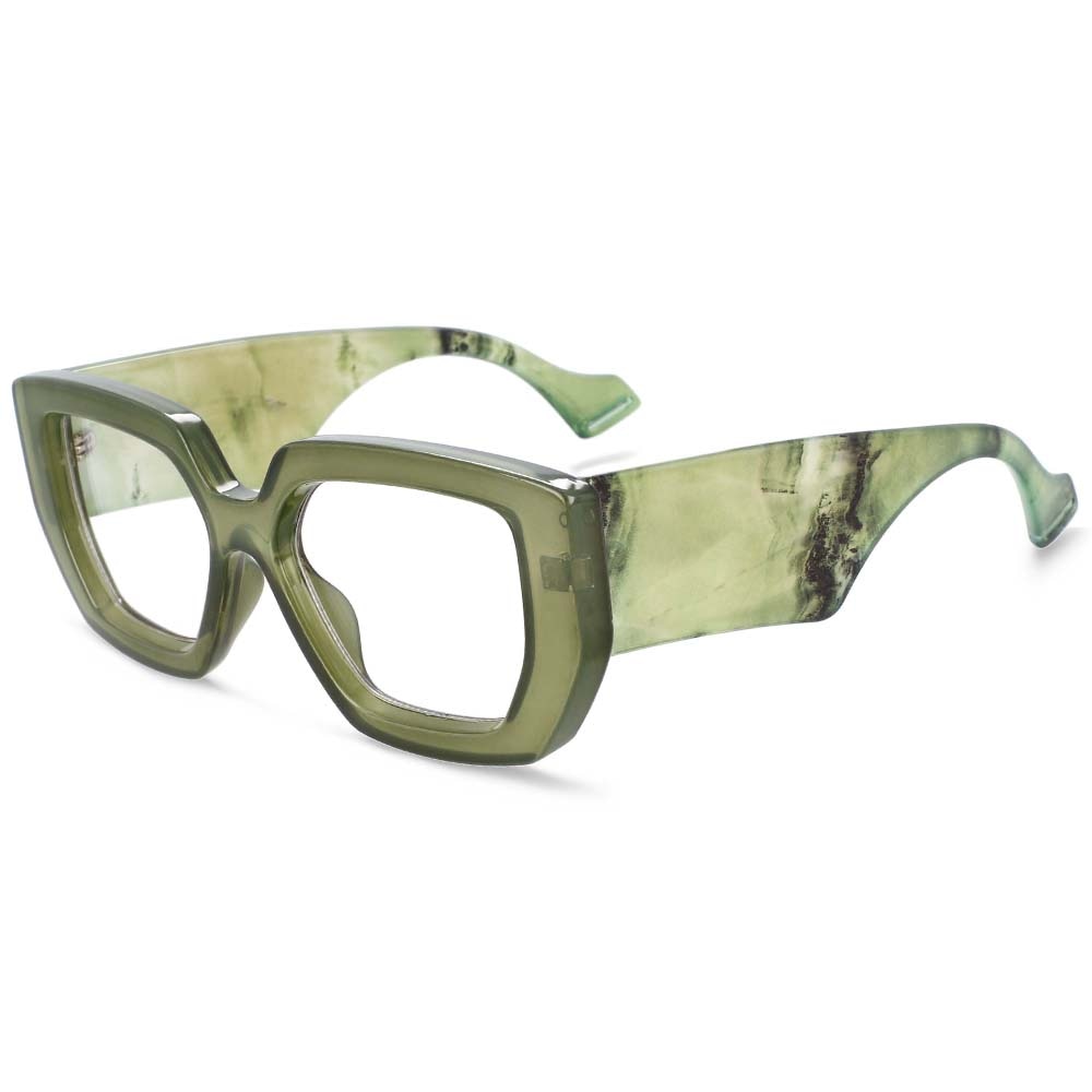 CCspace Unisex Full Rim Oversized Square Acetate Frame Eyeglasses 54035 Full Rim CCspace China C1Green