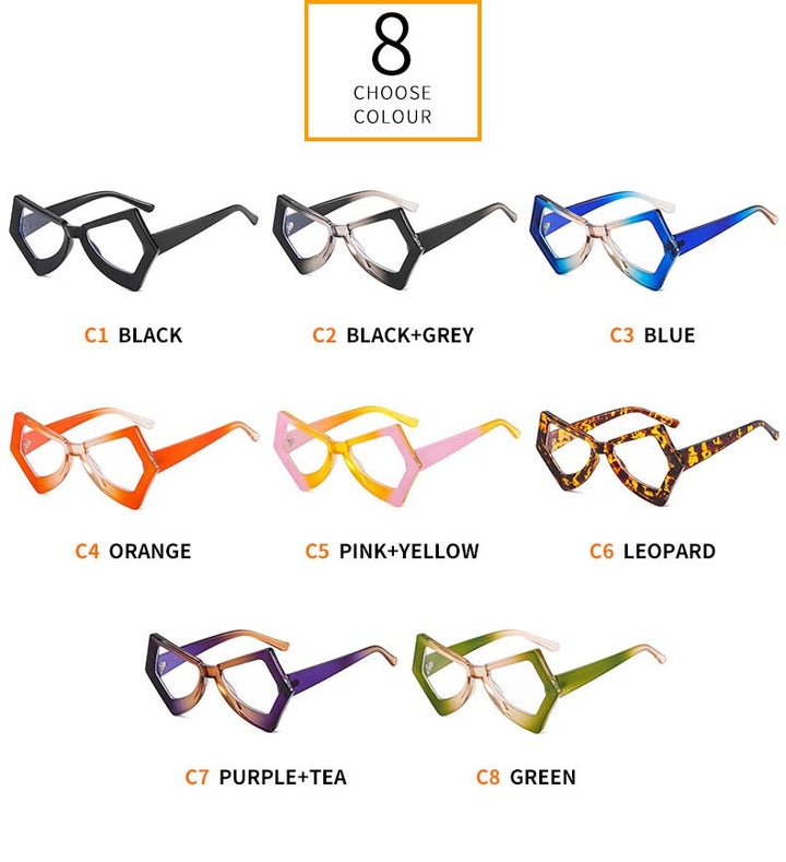 CCspace Unisex Full Rim Polygonal Cat Eye Acetate Frame Eyeglasses 54620 Full Rim CCspace