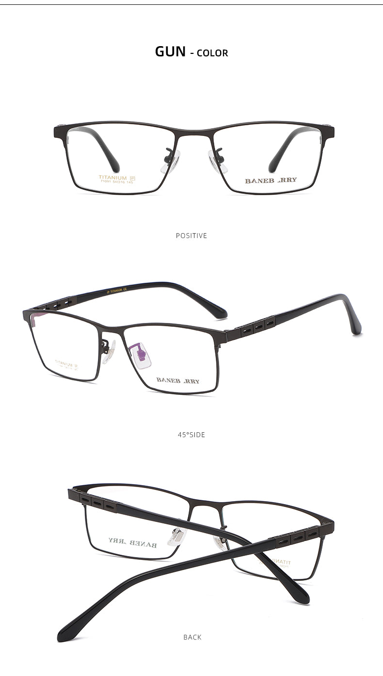 Reven Jate Unisex Full Rim Square Titanium Frame Eyeglasses 71091 Full Rim Reven Jate