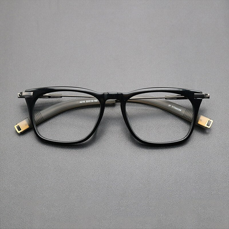 Gatenac Unisex Full Rim Square Titanium Acetate Frame Eyeglasses Gxyj768 Full Rim Gatenac