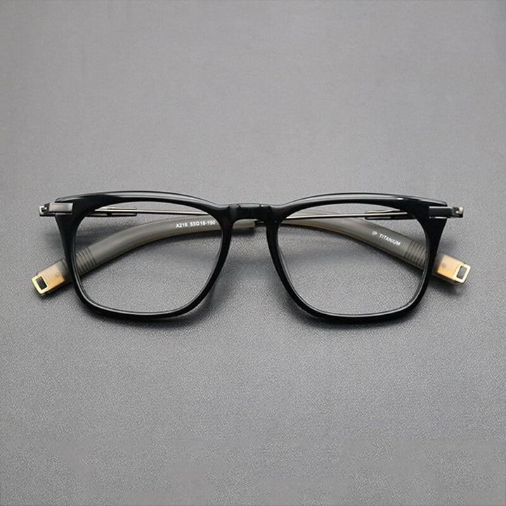 Gatenac Unisex Full Rim Square Titanium Acetate Frame Eyeglasses Gxyj768 Full Rim Gatenac