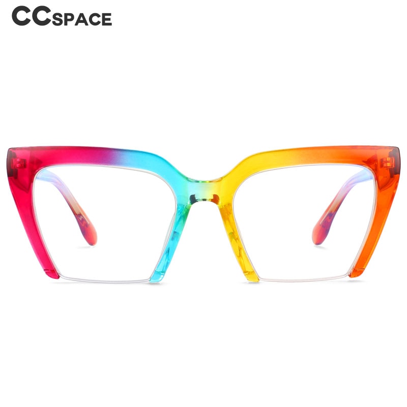 CCspace Women's Semi Rim Cat Eye Tr 90 Titanium Eyeglasses 55581 Semi Rim CCspace